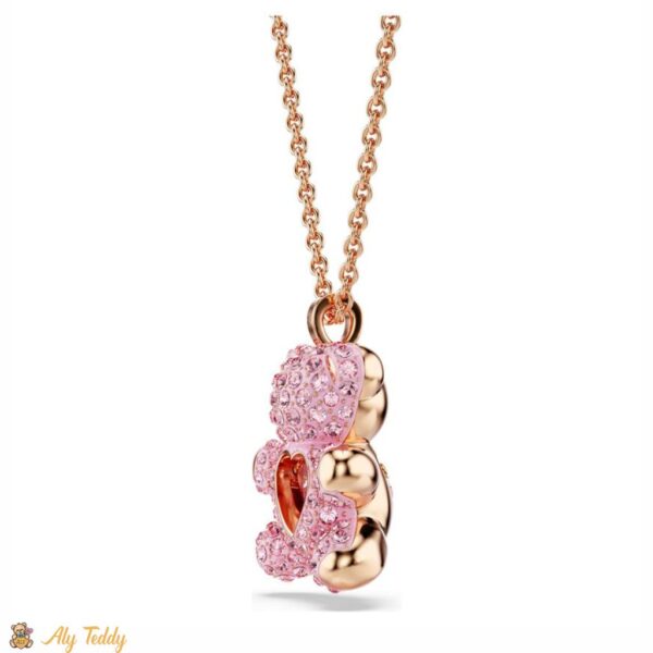 Rose Gold-Tone Plated Pink Teddy Pendant Necklace 1