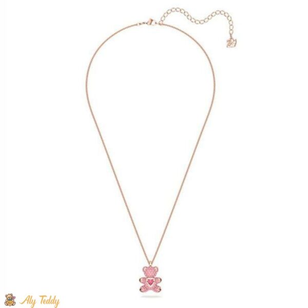 Rose Gold-Tone Plated Pink Teddy Pendant Necklace 2